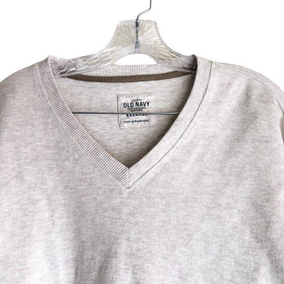 Old Navy Sweater Men's XXL Beige V Neck 100% Cotton Knit Long Sleeve Casual - Picture 5 of 10